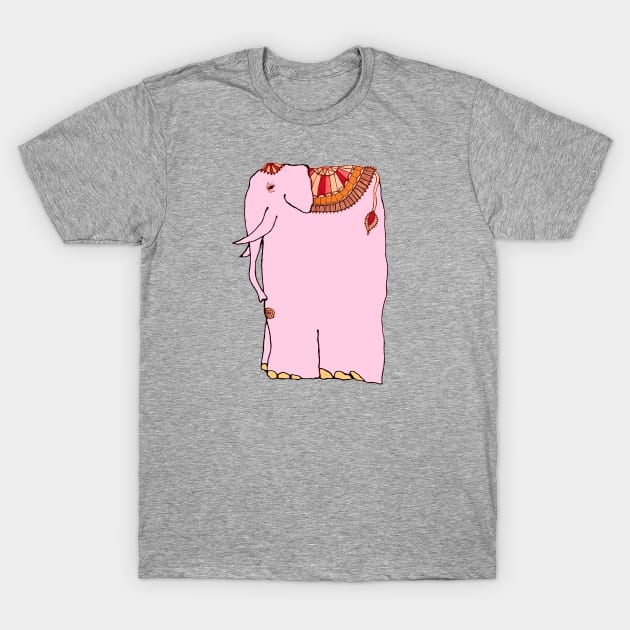 Fanciful pink elephant wearing colorful blanket - for those who say I Love Elephants. T-Shirt by Fantasyart123